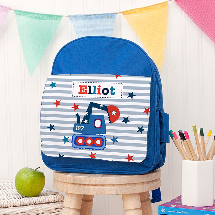 Kid's Personalised Blue Rucksack Bag Various Designs