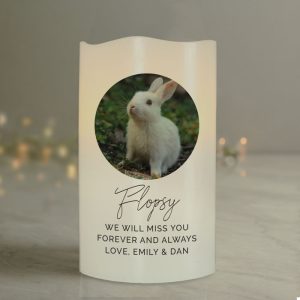 Personalised Photo Upload LED Pet Memorial Candle Dogs Cats