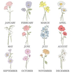 Personalised Flower of the Month Family Heart Ornament