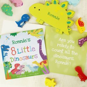Personalised Dinosaur Book & Stacking Toy Toddler Gift