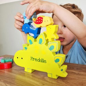 Personalised Dinosaur Book & Stacking Toy Toddler Gift