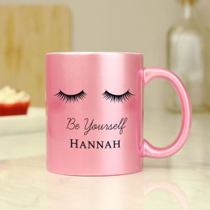 Personalised Eyelashes Pink Glitter Mug Women's Mug