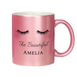 Personalised Eyelashes Pink Glitter Mug Women's Mug