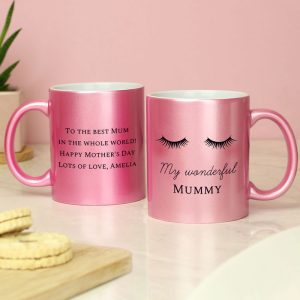Personalised Eyelashes Pink Glitter Mug Women's Mug