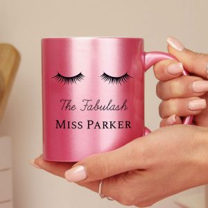 Personalised Eyelashes Pink Glitter Mug Women's Mug