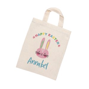Personalised Rabbit Natural Easter Egg Hunt Bag