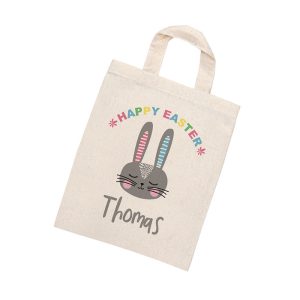 Personalised Rabbit Natural Easter Egg Hunt Bag