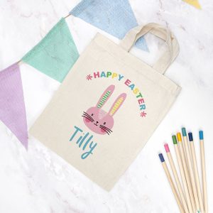 Personalised Rabbit Natural Easter Egg Hunt Bag