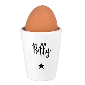 Personalised Star Name Only Black & White Ceramic Egg Cup