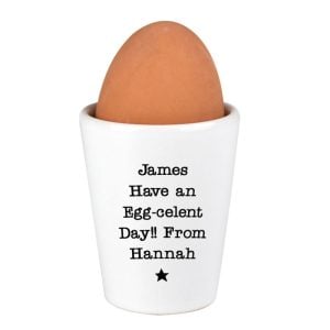 Personalised Star Free Text Black & White Ceramic Egg Cup