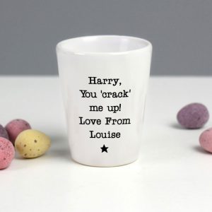 Personalised Star Free Text Black & White Ceramic Egg Cup