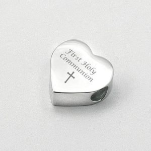 Personalised First Holy Communion Heart Bead Charm