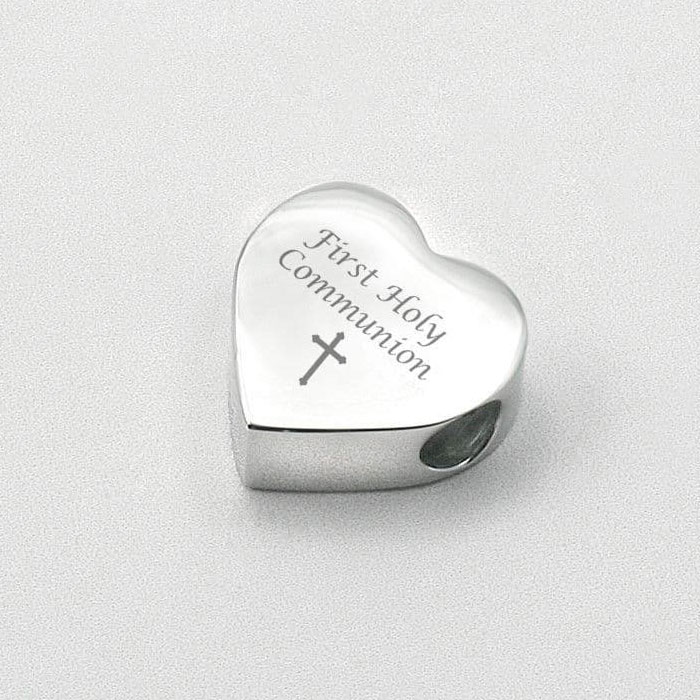 Personalised First Holy Communion Heart Bead Charm