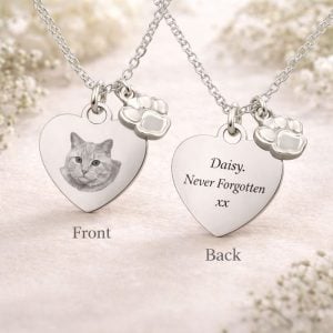 Stainless Steel Personalised Photo Upload Paw Charm Necklace