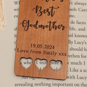 Personalised World's Best Godmother Cherry Wood Bookmark