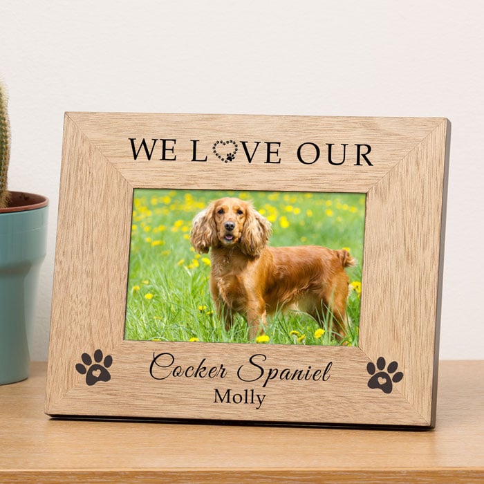 Personalised I Love, We Love Our Dog Wooden 6x4 Photo Frame