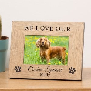 Personalised I Love, We Love Our Dog Wooden 7x5 Photo Frame