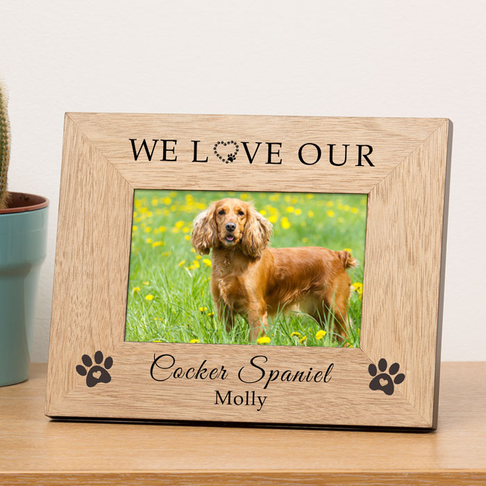 Personalised I Love, We Love Our Dog Wooden 7x5 Photo Frame