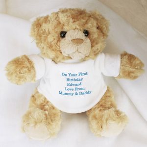 Boy's Personalised Message Teddy Bear Blue