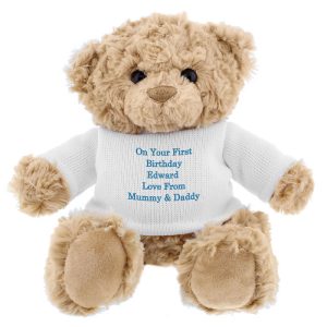 Boy's Personalised Message Teddy Bear Blue