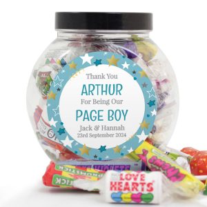 Personalised Page Boy Sweet Jar Appreciation Gift