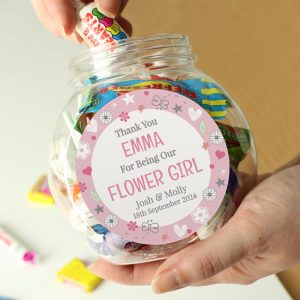 Personalised Flower Girl Sweet Jar Appreciation Gift