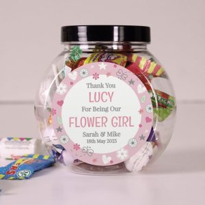 Personalised Flower Girl Sweet Jar Appreciation Gift