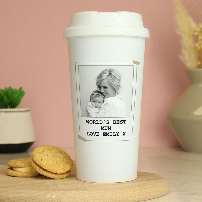 Personalised Photo Upload Plastic Travel Mug With Screw Lid
