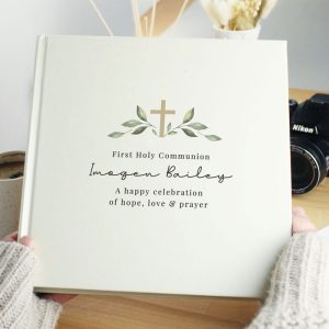 Personalised Religious Cross Square Photo Album With Sleeves