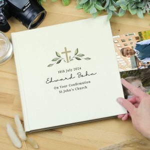 Personalised Religious Cross Square Photo Album With Sleeves