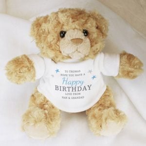 Personalised Boys Teddy Bear In a Jumper Any Text