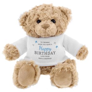 Personalised Boys Teddy Bear In a Jumper Any Text