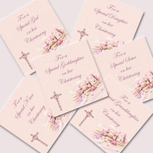 Girls Personalised Silver Crystal Christening Cross Necklace