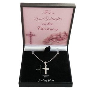 Sterling Silver Cross Christening Necklace