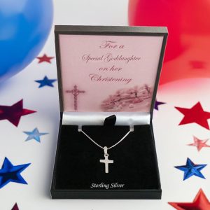 Sterling Silver Cross Christening Necklace