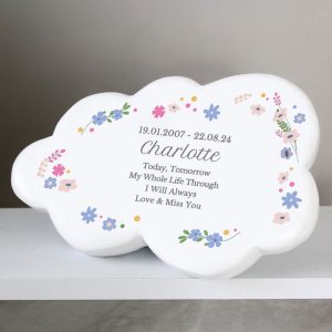 Personalised Floral Resin Memorial Cloud Ornament
