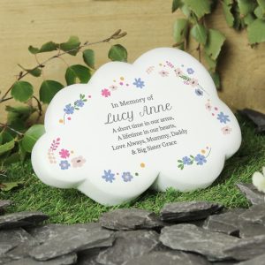 Personalised Floral Resin Memorial Cloud Ornament