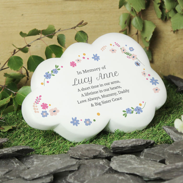 Personalised Floral Resin Memorial Cloud Ornament