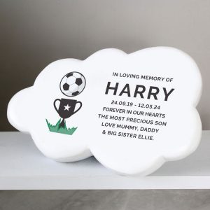 Boy's Personalised Football Resin Memorial Cloud Ornament
