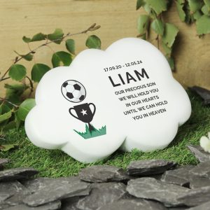 Boy's Personalised Football Resin Memorial Cloud Ornament