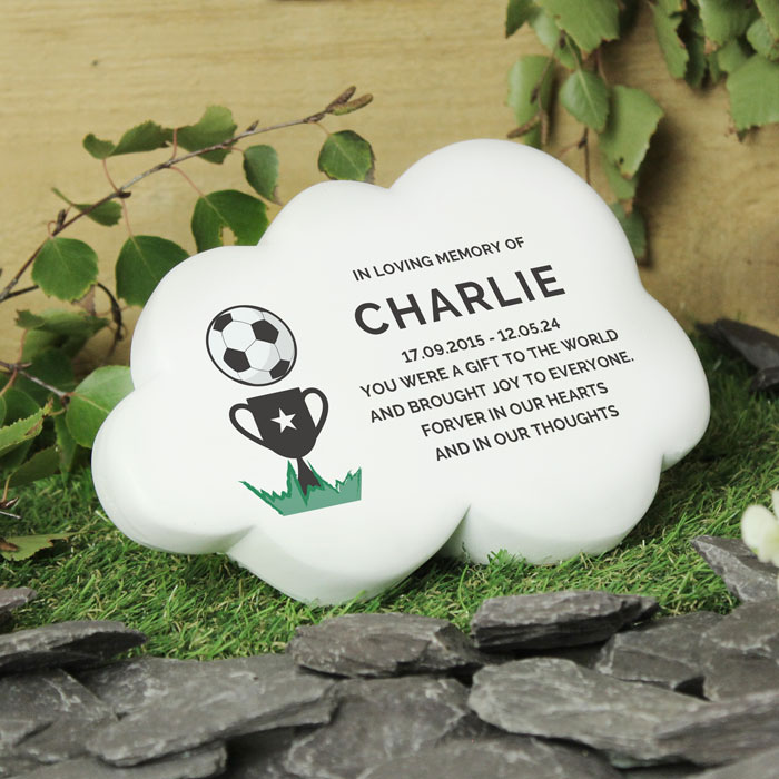 Boy's Personalised Football Resin Memorial Cloud Ornament
