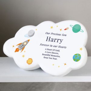 Personalised Space Themed Resin Memorial Cloud Ornament