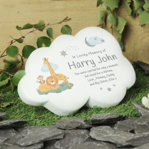 Personalised Animal Themed Resin Baby Memorial Cloud
