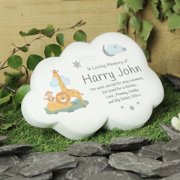 Personalised Animal Themed Resin Baby Memorial Cloud