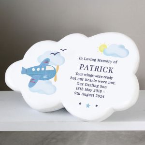 Personalised Plane Resin Memorial Cloud Ornament For Child