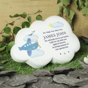 Personalised Plane Resin Memorial Cloud Ornament For Child