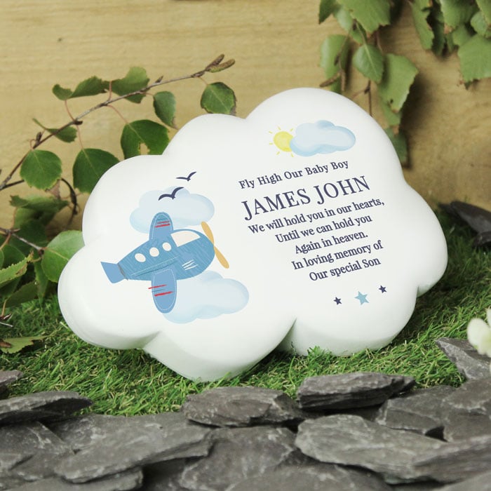 Personalised Plane Resin Memorial Cloud Ornament For Child