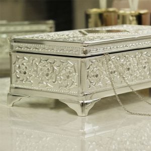 Personalised Swirls & Hearts Silver Plated Jewellery Box