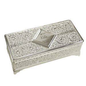 Personalised Swirls & Hearts Silver Plated Jewellery Box