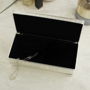 Personalised Swirls & Hearts Silver Plated Jewellery Box